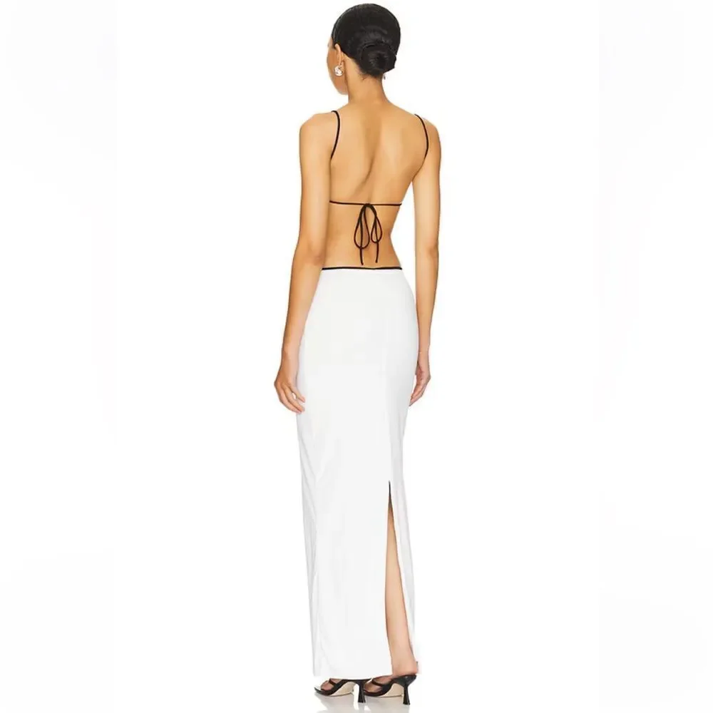 NWT More To Come Koral Maxi Skirt Set White tank stretch Y2K Revolve M - Picture 3 of 11